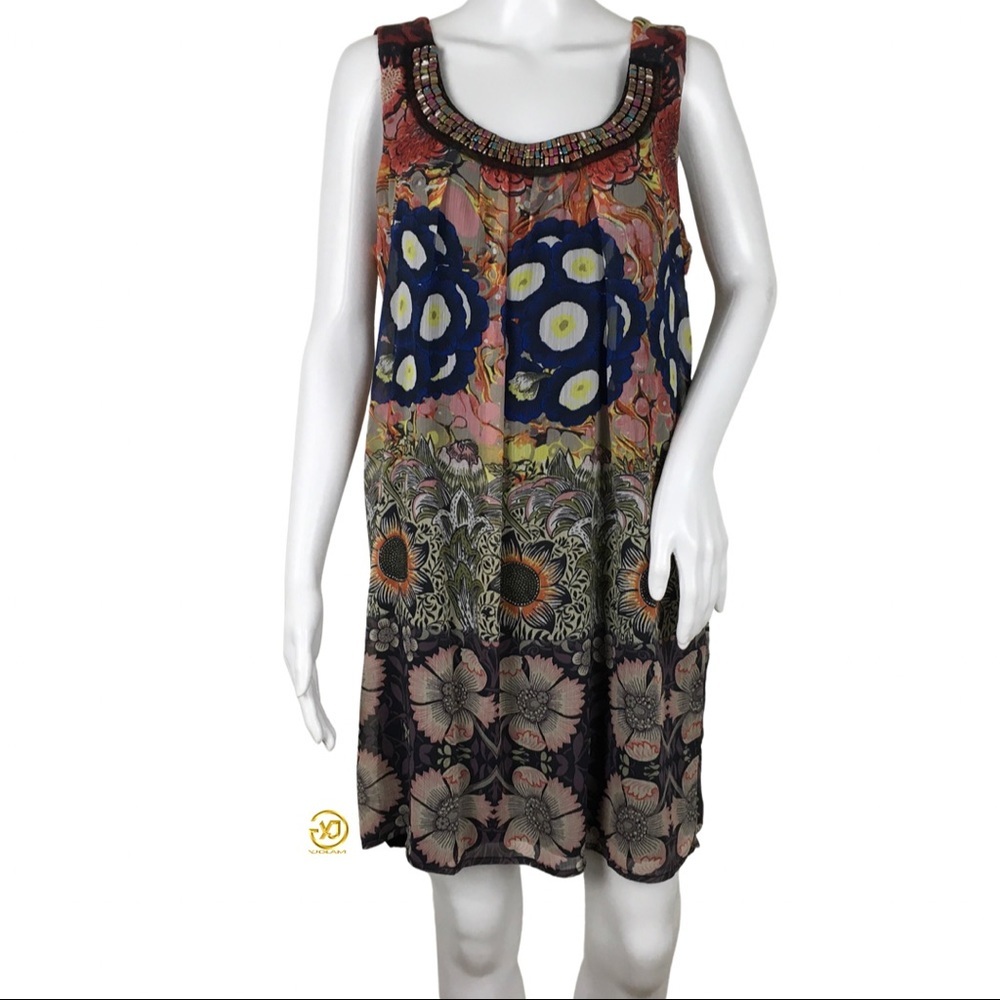 NWT Desigual Women's Ruffle Mini Dress Multicolor Floral Sz 42